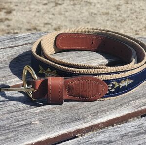 Zep-Pro Men's Brown and Blue Fish Nautical Ribbon Belt 48